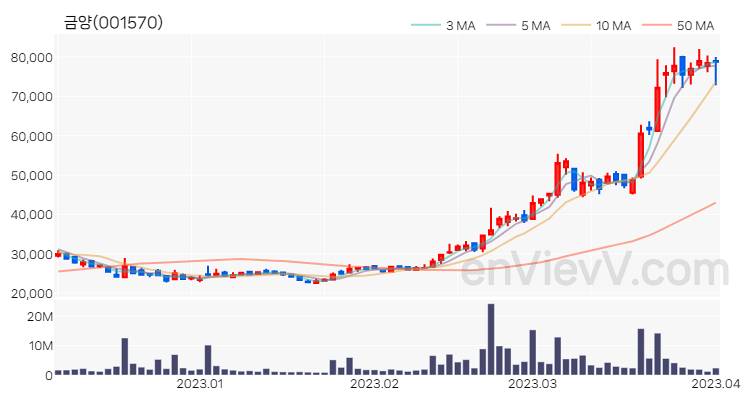 금양 주가 차트 (2023.04.03)