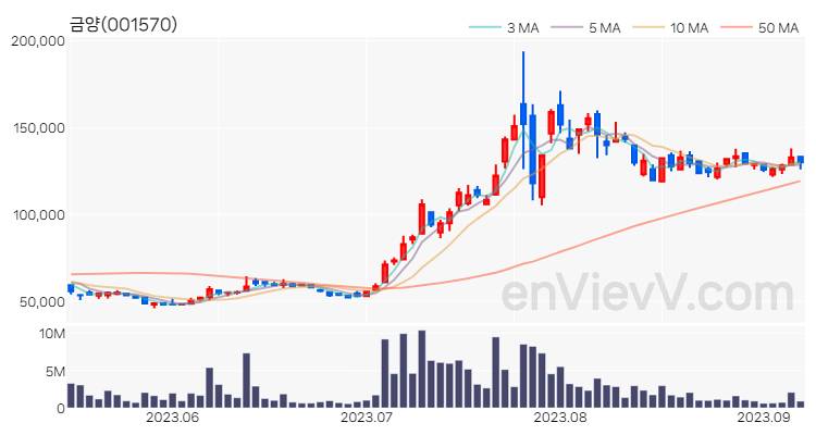 금양 주가 핵심 요약 분석과 주식 차트 2023.09.07