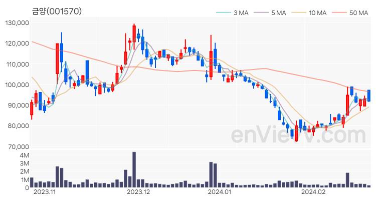 금양 주가 핵심 요약 분석과 주식 차트 2024.02.22
