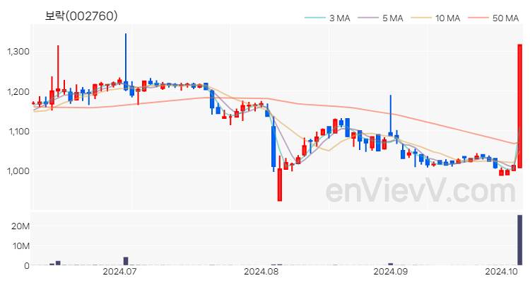 보락 주가 차트 (2024.10.08)