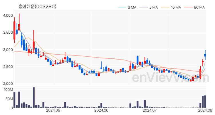흥아해운 주가 핵심 요약 분석과 주식 차트 2024.08.02