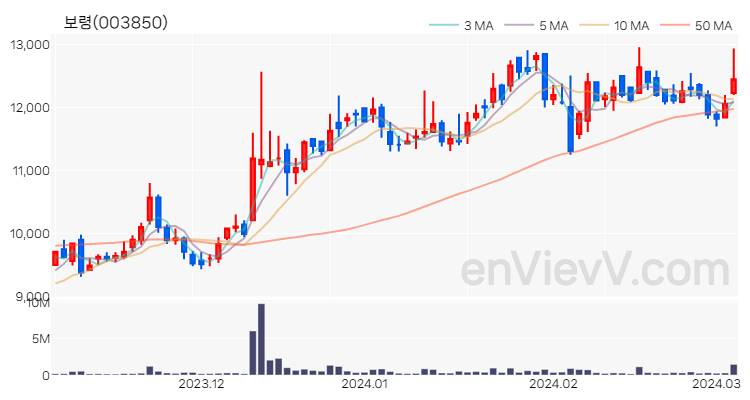 보령 주가 핵심 요약 분석과 주식 차트 2024.03.06