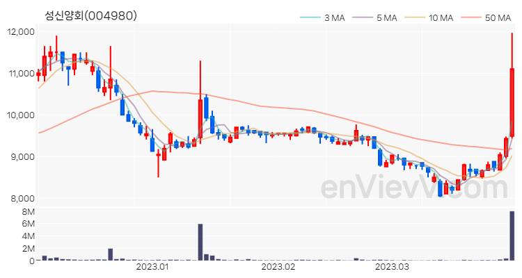 성신양회 주가 핵심 요약 분석과 주식 차트 2023.03.30