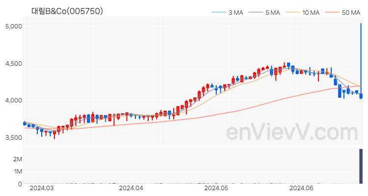 대림B&Co 주가 핵심 요약 분석과 주식 차트 2024.06.24