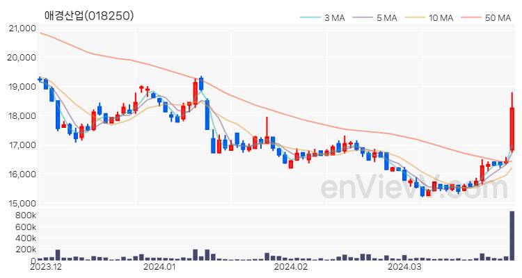 애경산업 주가 핵심 요약 분석과 주식 차트 2024.03.28