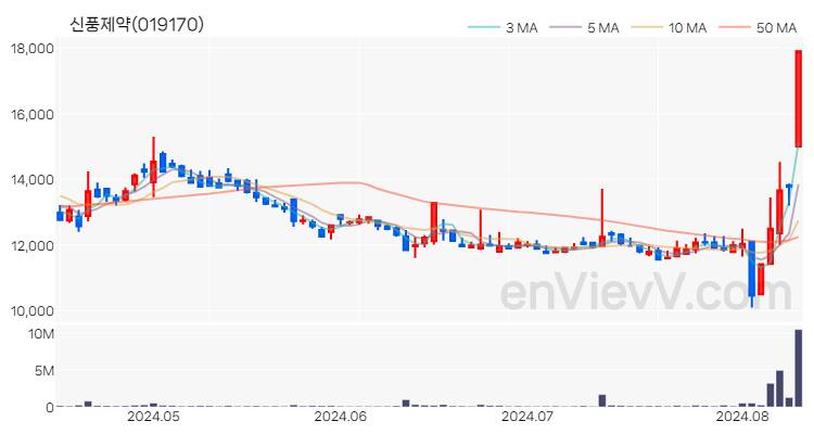 신풍제약 주가 핵심 요약 분석과 주식 차트 2024.08.12