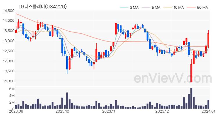 LG디스플레이 주가 핵심 요약 분석과 주식 차트 2024.01.02