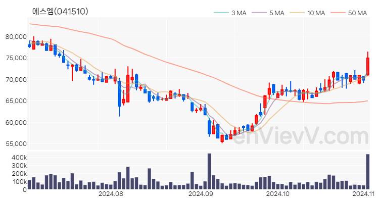 에스엠 주가 핵심 요약 분석과 주식 차트 2024.11.04