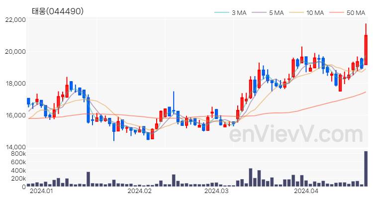 태웅 주가 차트 (2024.04.23)