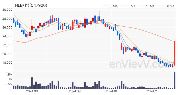 HLB제약 주가 핵심 요약 분석과 주식 차트 2024.11.18