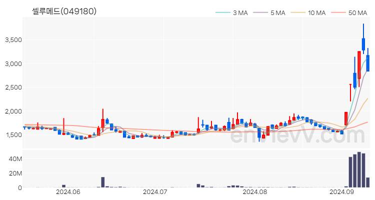 셀루메드 주가 차트 (2024.09.10)