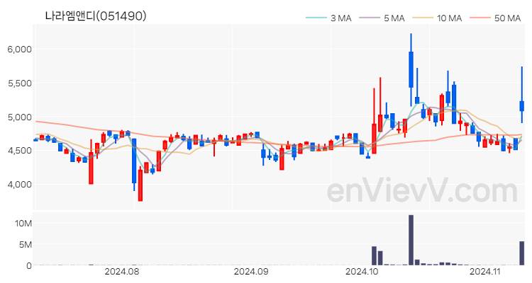 나라엠앤디 주가 핵심 요약 분석과 주식 차트 2024.11.11