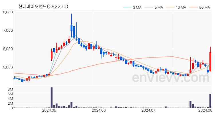 현대바이오랜드 주가 핵심 요약 분석과 주식 차트 2024.08.06