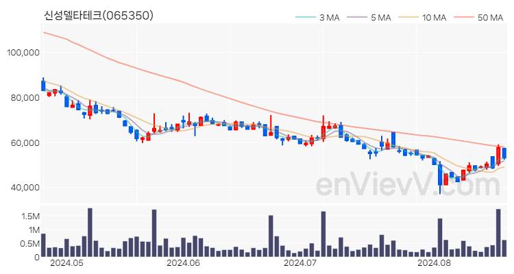 신성델타테크 주가 핵심 요약 분석과 주식 차트 2024.08.21