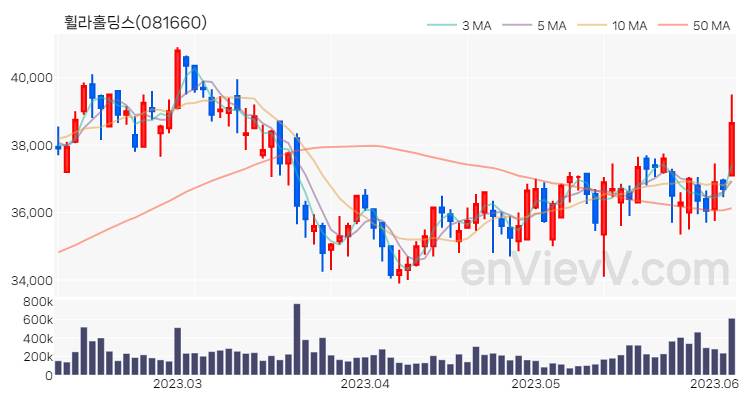 휠라홀딩스 주가 핵심 요약 분석과 주식 차트 2023.06.07