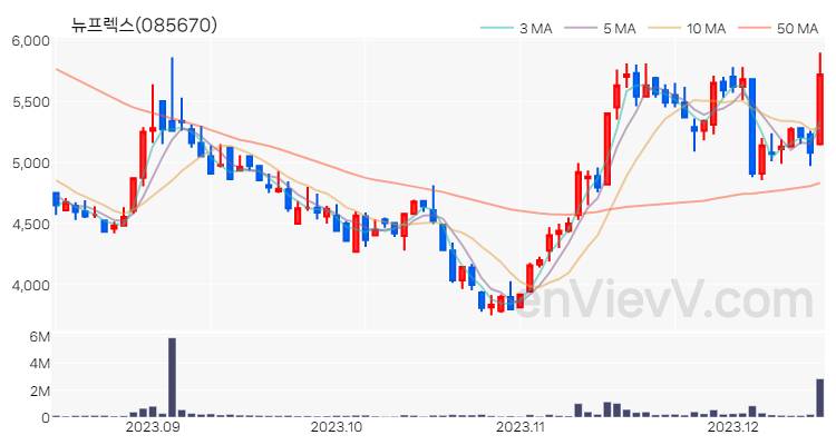 뉴프렉스 주가 핵심 요약 분석과 주식 차트 2023.12.14