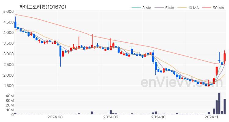 하이드로리튬 주가 핵심 요약 분석과 주식 차트 2024.11.08