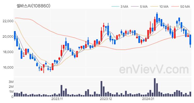 셀바스AI 주가 차트 (2024.01.29)