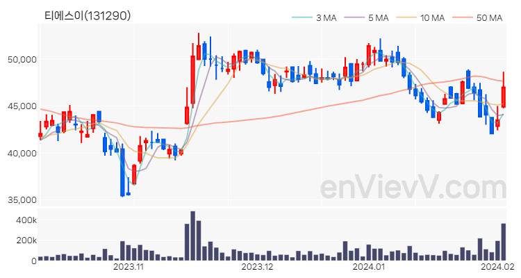 티에스이 주가 핵심 요약 분석과 주식 차트 2024.02.02