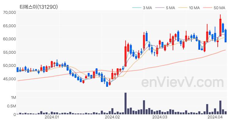 티에스이 주가 핵심 요약 분석과 주식 차트 2024.04.08