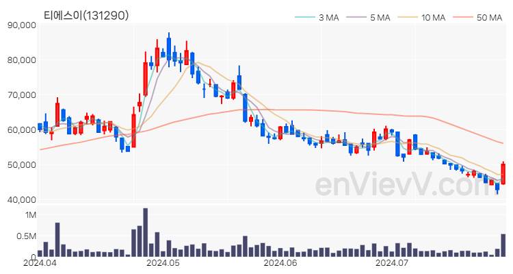 티에스이 주가 핵심 요약 분석과 주식 차트 2024.07.26