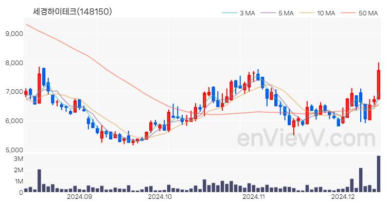 세경하이테크 주가 핵심 요약 분석과 주식 차트 2024.12.12