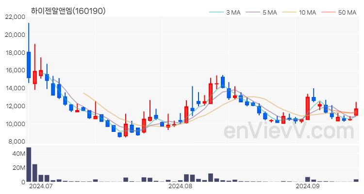 하이젠알앤엠 주가 핵심 요약 분석과 주식 차트 2024.09.12