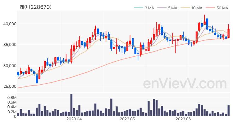 레이 주가 핵심 요약 분석과 주식 차트 2023.06.28