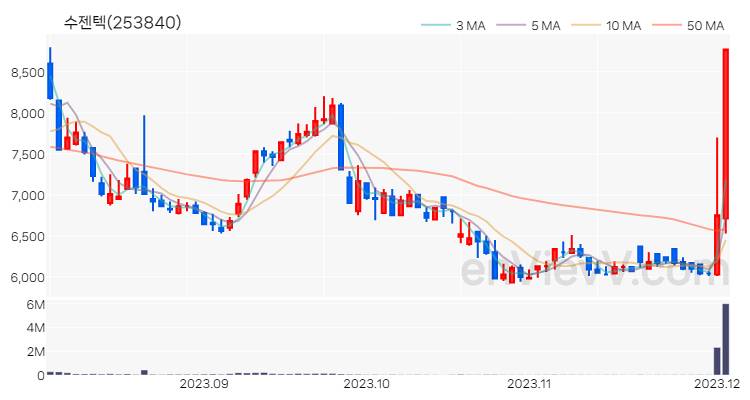 수젠텍 주가 핵심 요약 분석과 주식 차트 2023.12.04