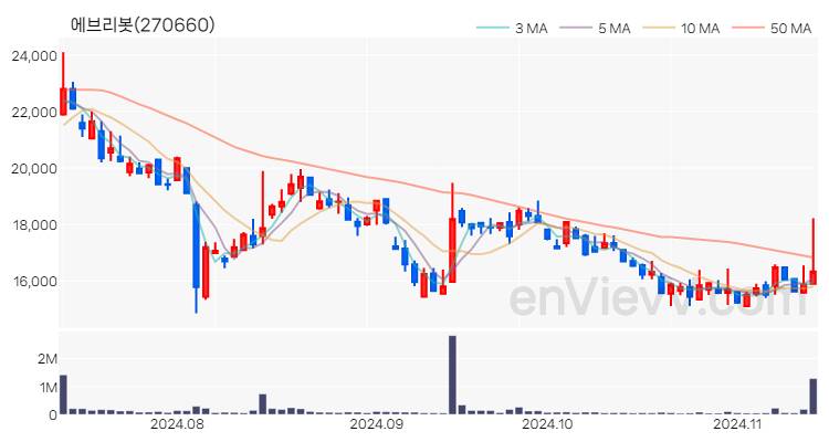 에브리봇 주가 핵심 요약 분석과 주식 차트 2024.11.13