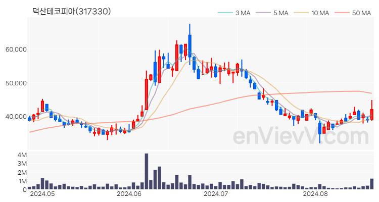 덕산테코피아 주가 핵심 요약 분석과 주식 차트 2024.08.22
