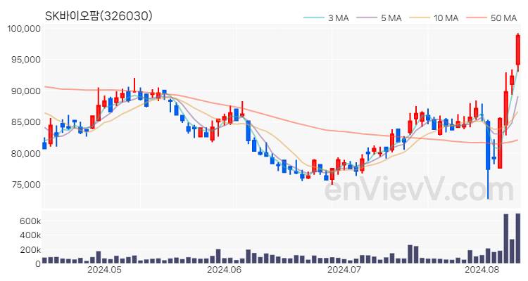 SK바이오팜 주가 핵심 요약 분석과 주식 차트 2024.08.12
