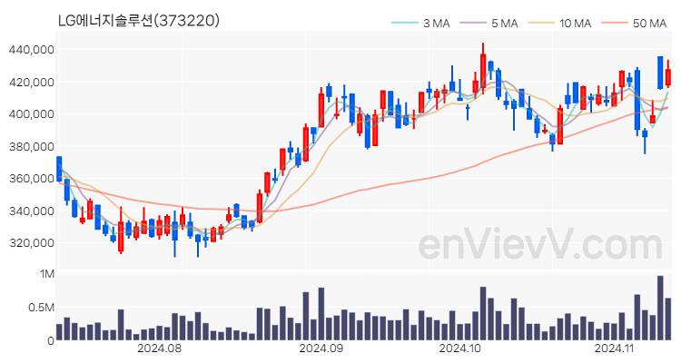 LG에너지솔루션 주가 핵심 요약 분석과 주식 차트 2024.11.12