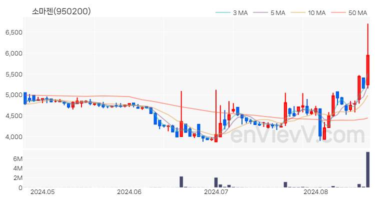 소마젠 주가 차트 (2024.08.21)